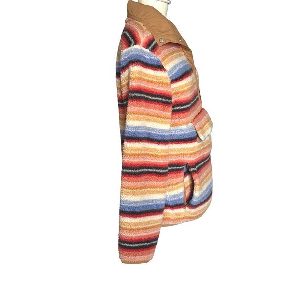 Billabong Switchback Womens Fleece Top Size Small Striped Multicolor Pockets EUC - Picture 8 of 16